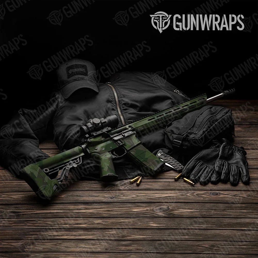 Shattered Army Dark Green AR-15 Gun Skin Vinyl Wraps