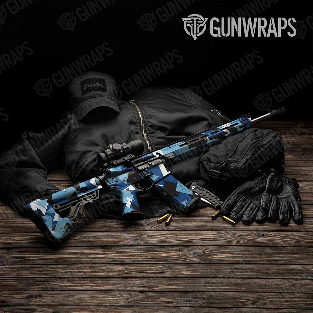 Shattered Baby Blue AR-15 Gun Skin Vinyl Wraps
