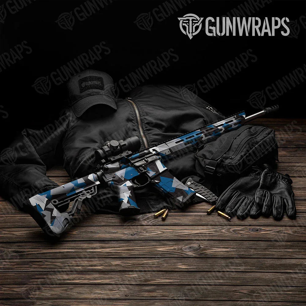 Shattered Blue Tiger AR-15 Gun Skin Vinyl Wraps