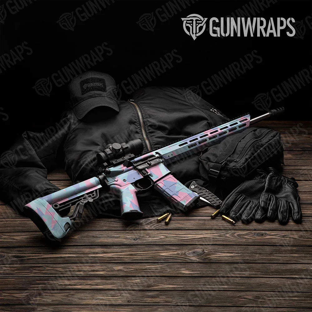Shattered Cotton Candy AR-15 Gun Skin Vinyl Wraps
