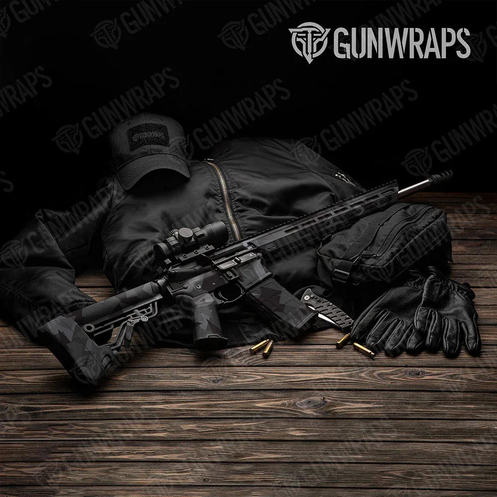 Shattered Elite Black AR-15 Gun Skin Vinyl Wraps