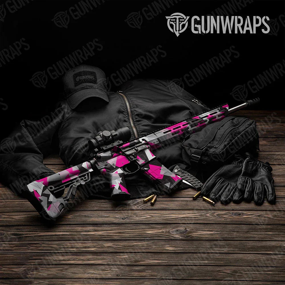 Shattered Magenta Tiger AR-15 Gun Skin Vinyl Wraps