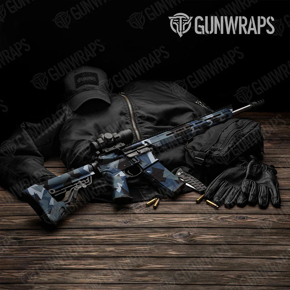 Shattered Navy AR-15 Gun Skin Vinyl Wraps