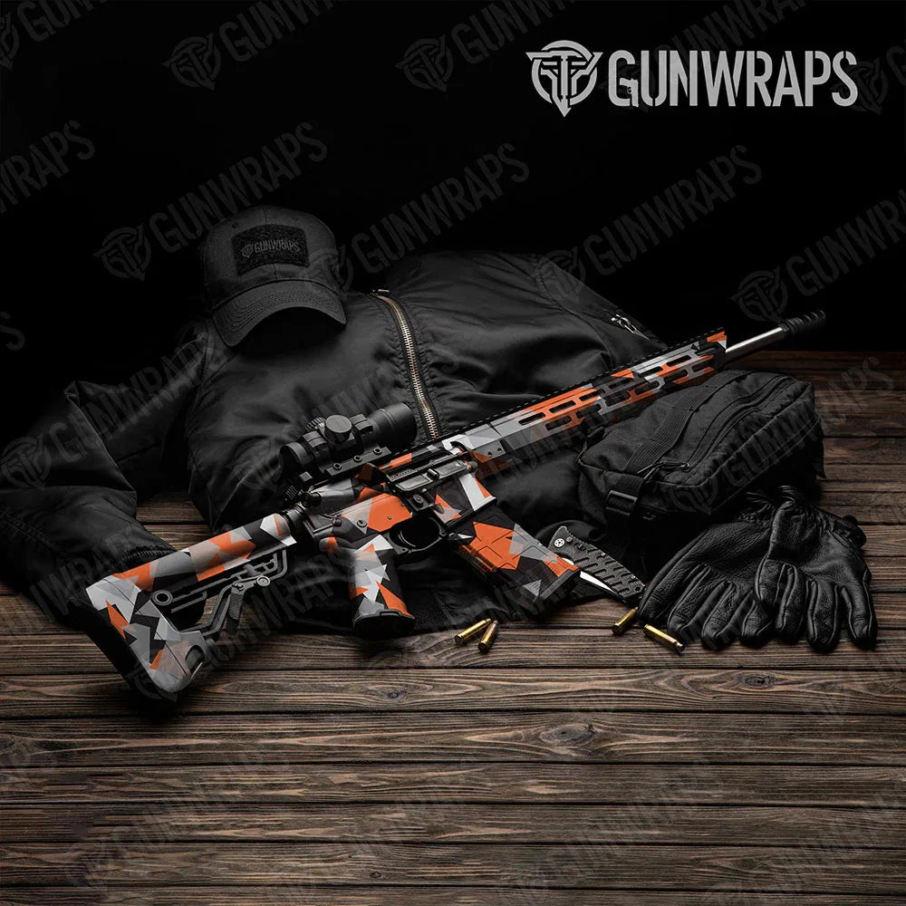 Shattered Orange Tiger AR-15 Gun Skin Vinyl Wraps