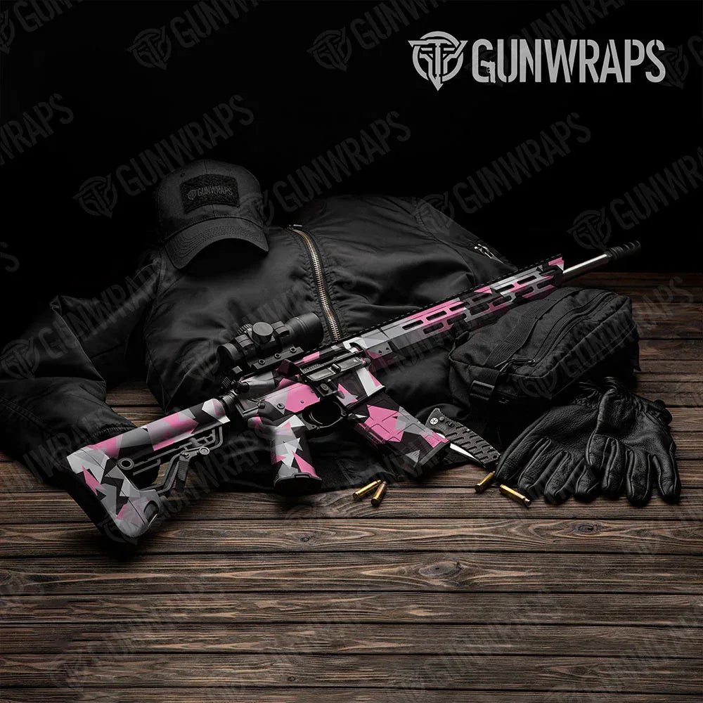 Shattered Pink Tiger AR-15 Gun Skin Vinyl Wraps