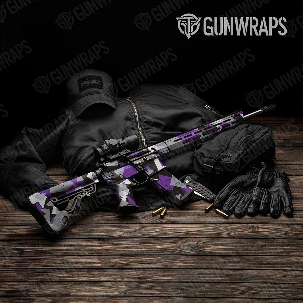 Shattered Purple Tiger AR-15 Gun Skin Vinyl Wraps