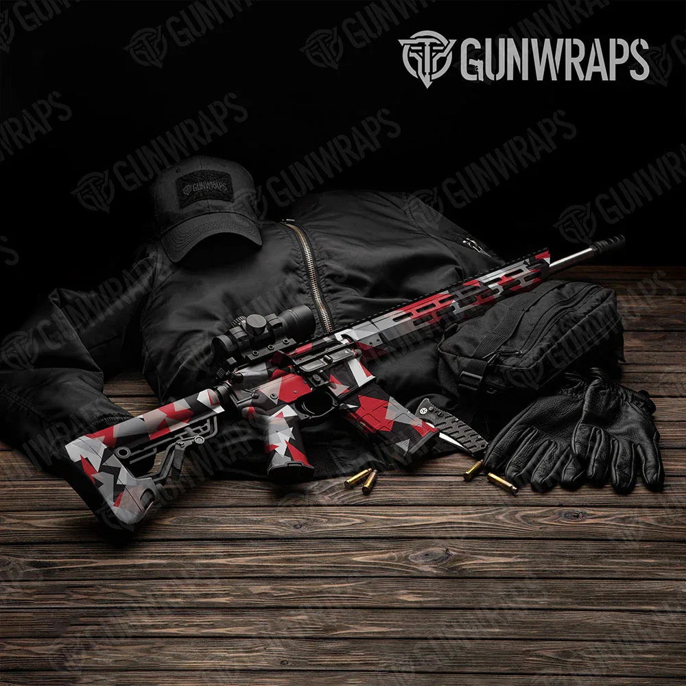 Shattered Red Tiger AR-15 Gun Skin Vinyl Wraps