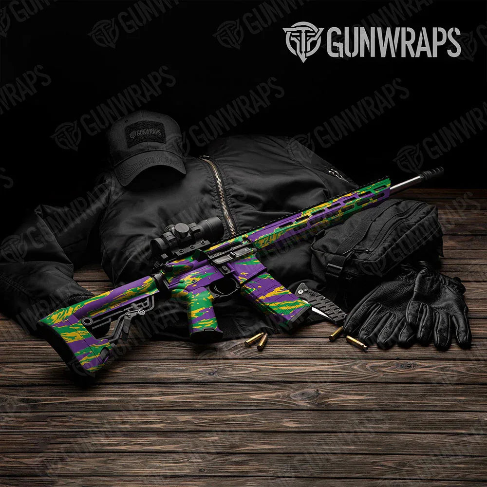 Vietnam Tiger Stripe Mardi Gras AR-15 Gun Skin Vinyl Wraps