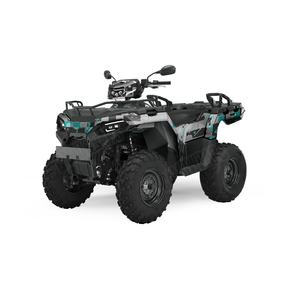 Broken Plaid Tiffany Blue Tiger ATV Wraps