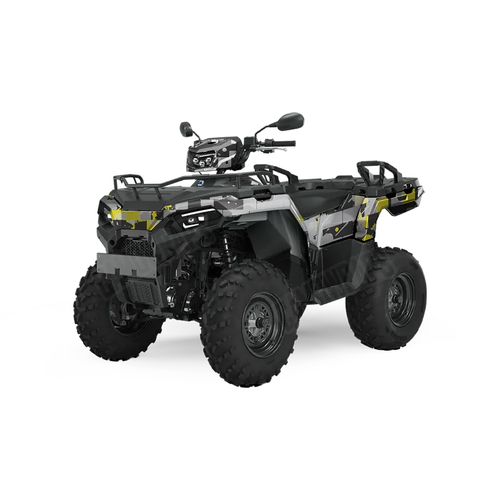 Broken Plaid Yellow Tiger ATV Wraps