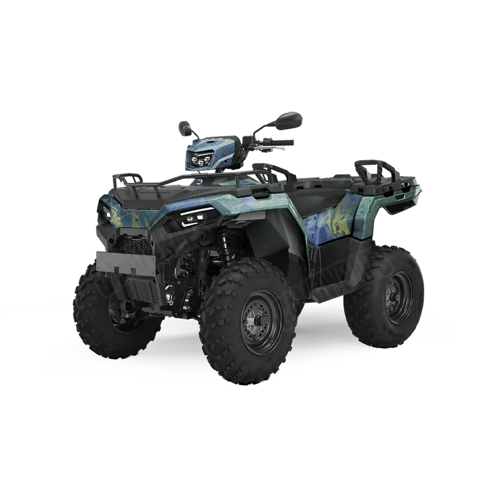 Realtree WAV3 Blue Yellow ATV Wraps