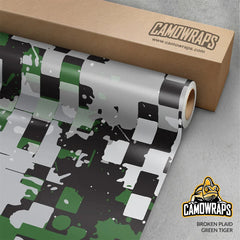 Broken Plaid Green Tiger Gun Skin Vinyl Wrap