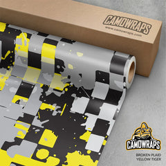 Broken Plaid Yellow Tiger Gun Skin Vinyl Wrap