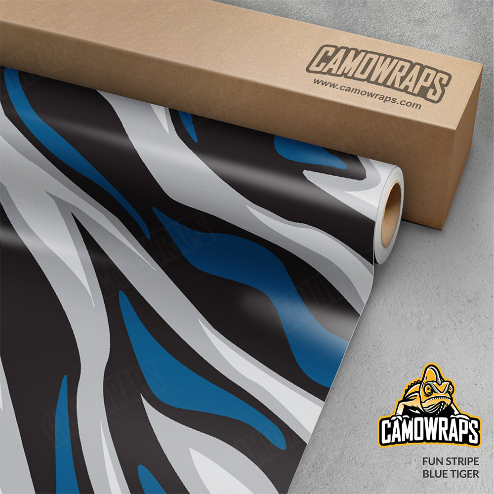 Fun Stripe Blue Tiger Gun Skin Vinyl Wrap