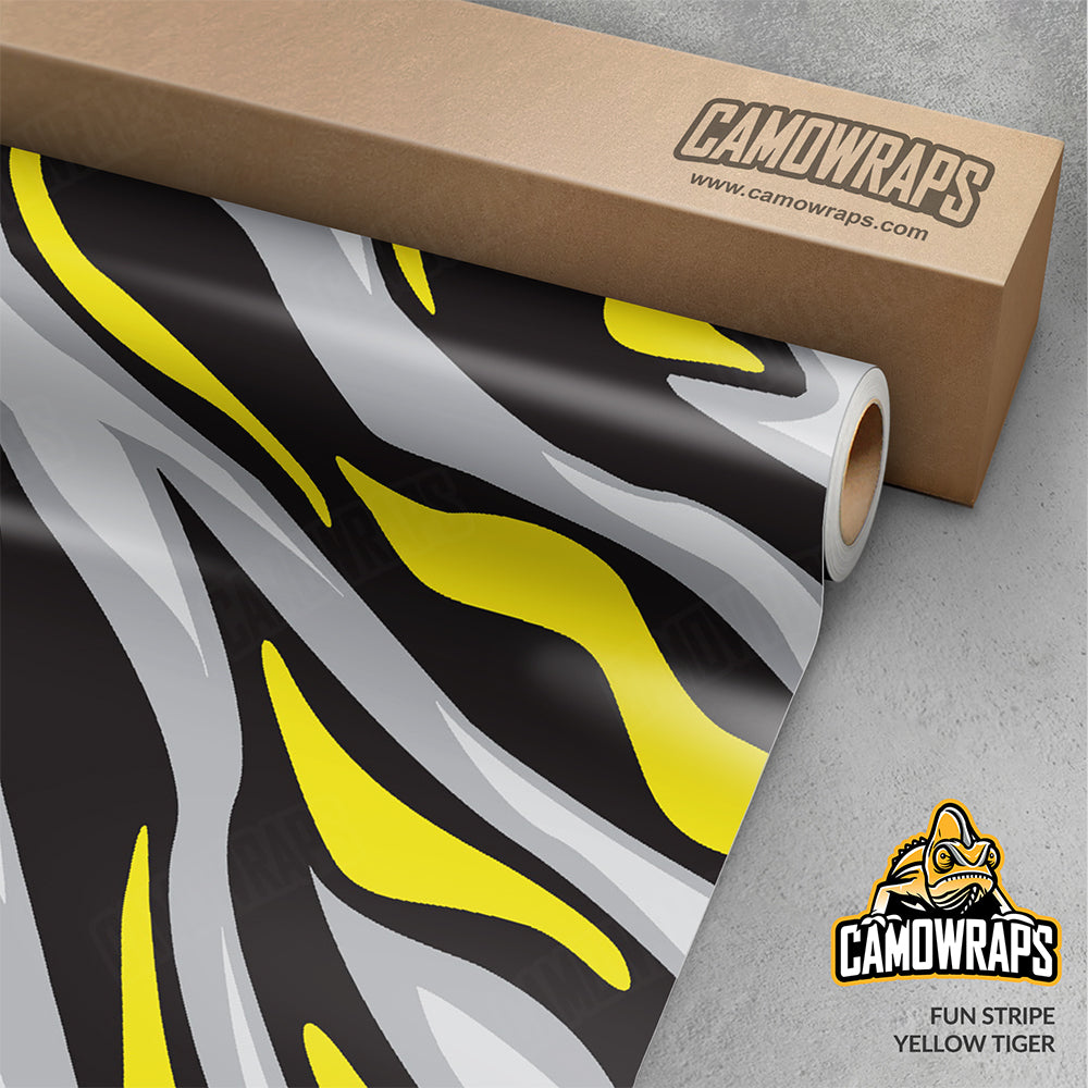 Fun Stripe Yellow Tiger Gun Skin Vinyl Wrap