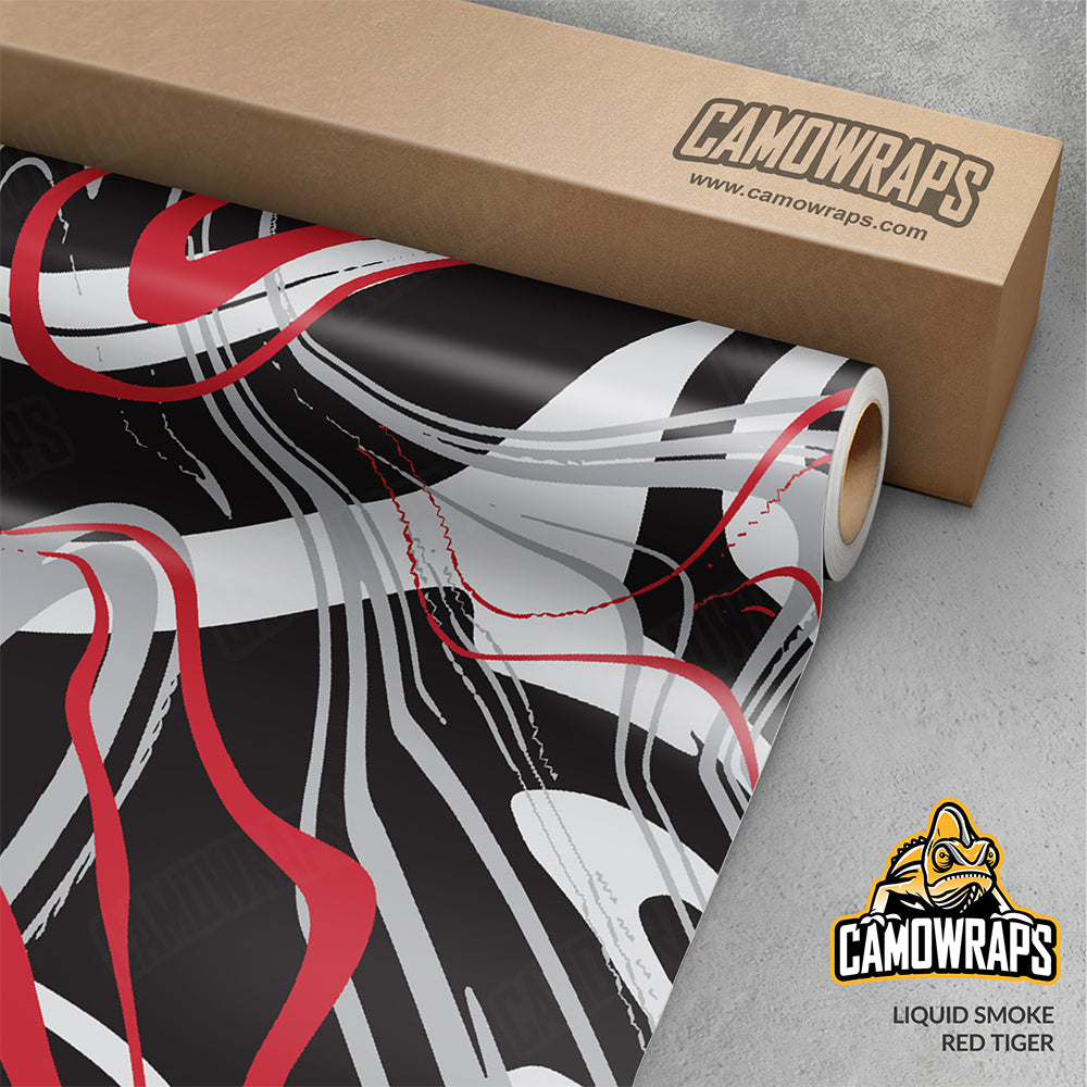 Liquid Smoke Red Tiger Gun Skin Vinyl Wrap