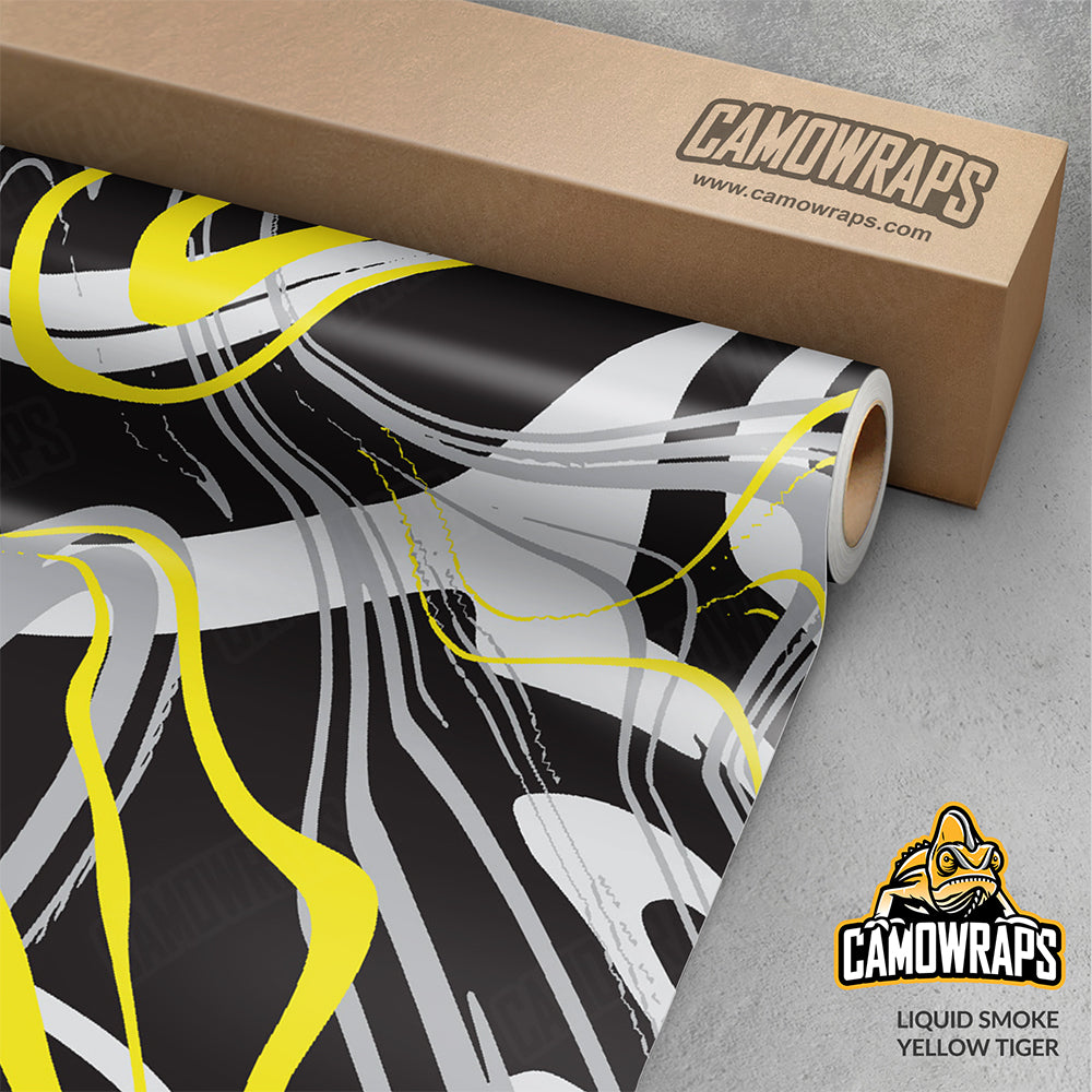 Liquid Smoke Yellow Tiger Gun Skin Vinyl Wrap