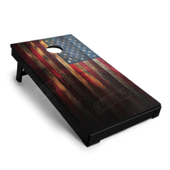 Patriotic Distressed Wooden American Flag Cornhole Board Wraps