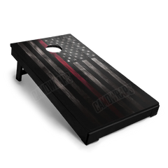 Patriotic Distressed Wooden Firefighter Service Flag Cornhole Board Wraps