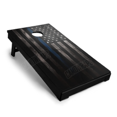 Patriotic Distressed Wooden Police Service Flag Cornhole Board Wraps