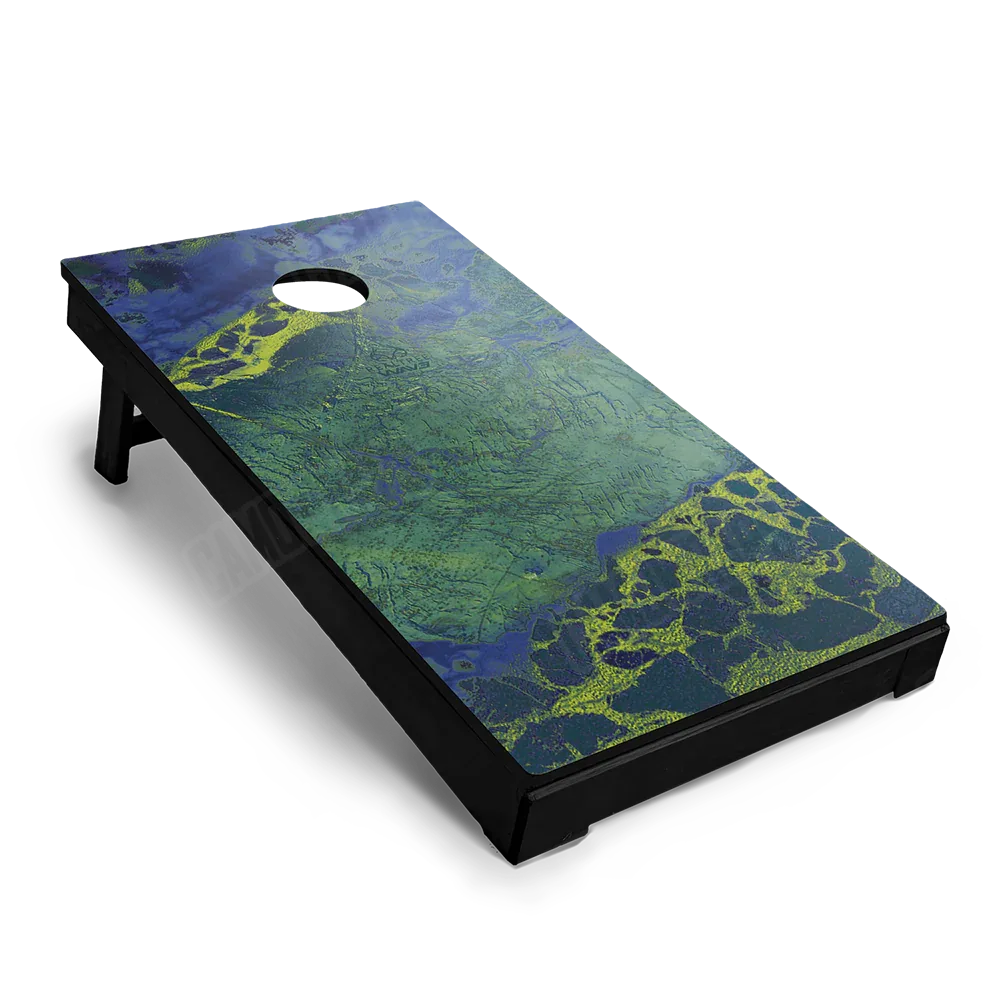 Realtree WAV3 Blue Yellow Cornhole Board Wraps