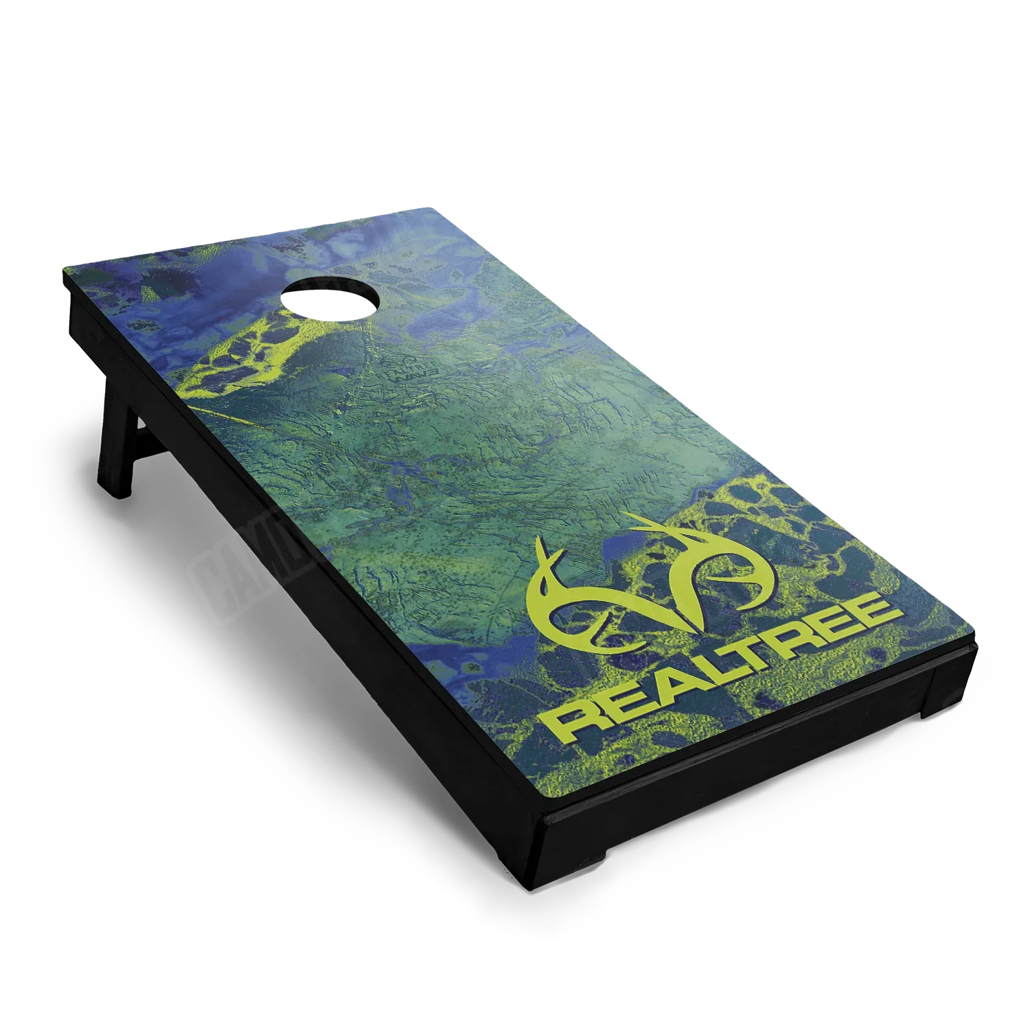 Realtree WAV3 Blue Yellow Cornhole Board Wraps