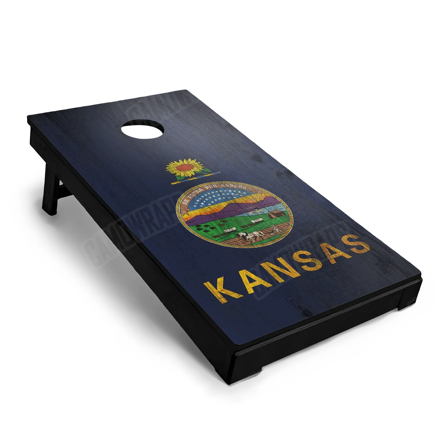 US States Kansas Distressed Flag Cornhole Board Wraps