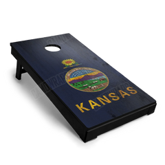 US States Kansas Distressed Flag Cornhole Board Wraps