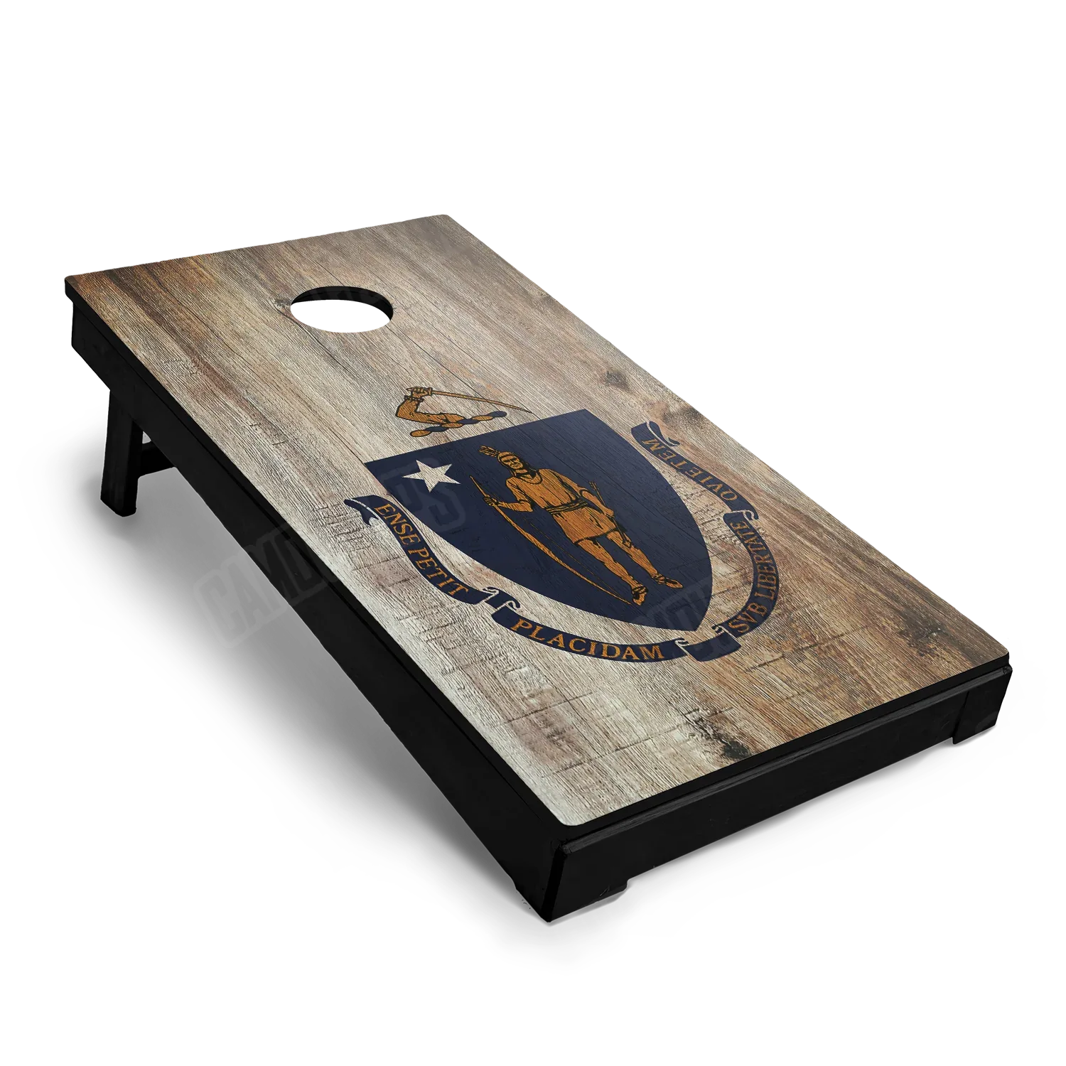 US States Massachusetts Distressed Flag Cornhole Board Wraps