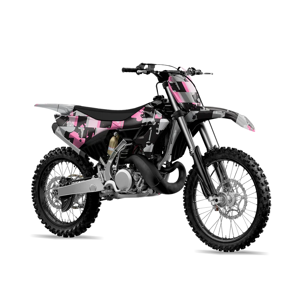 Broken Plaid Pink Tiger Dirt Bike Wraps