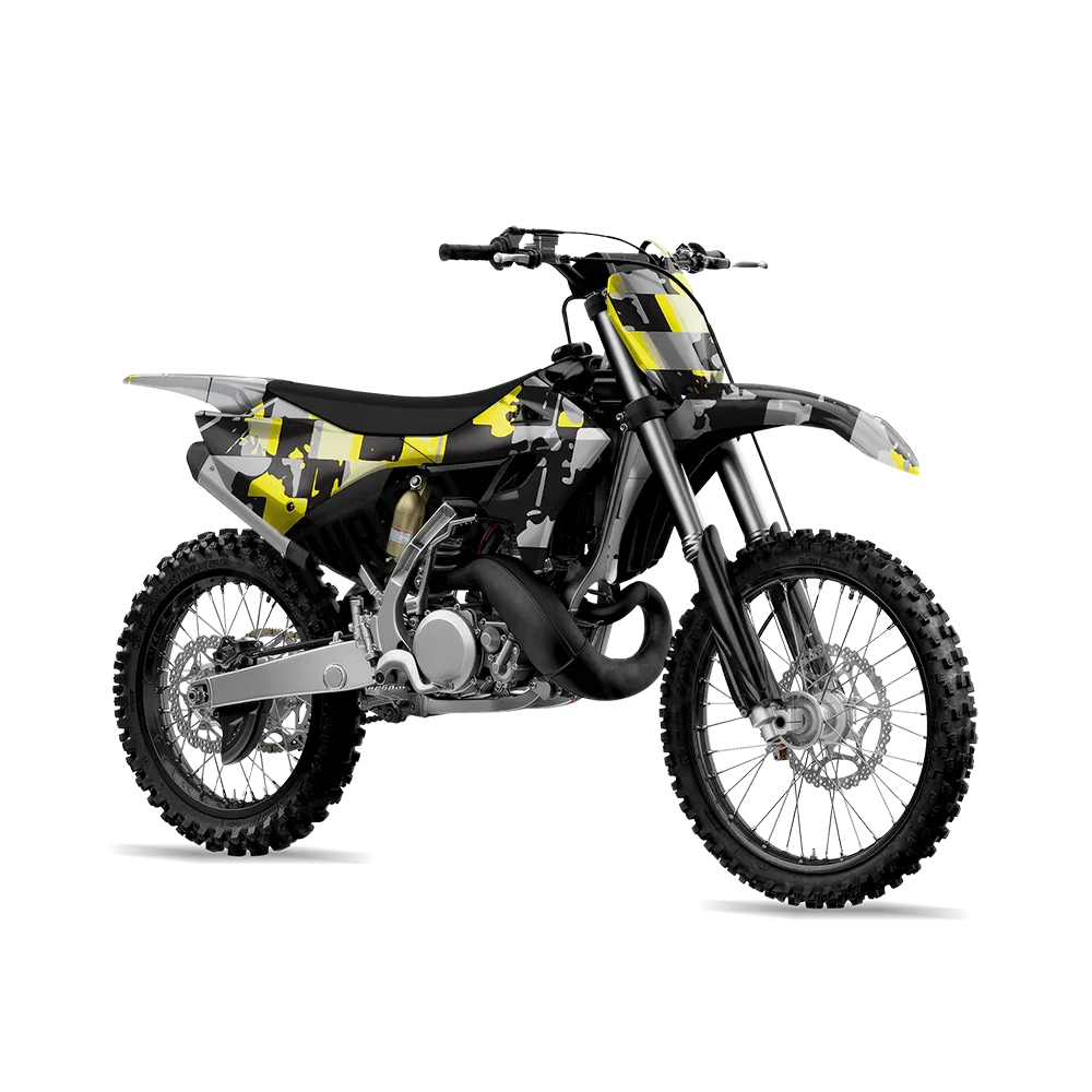 Broken Plaid Yellow Tiger Dirt Bike Wraps