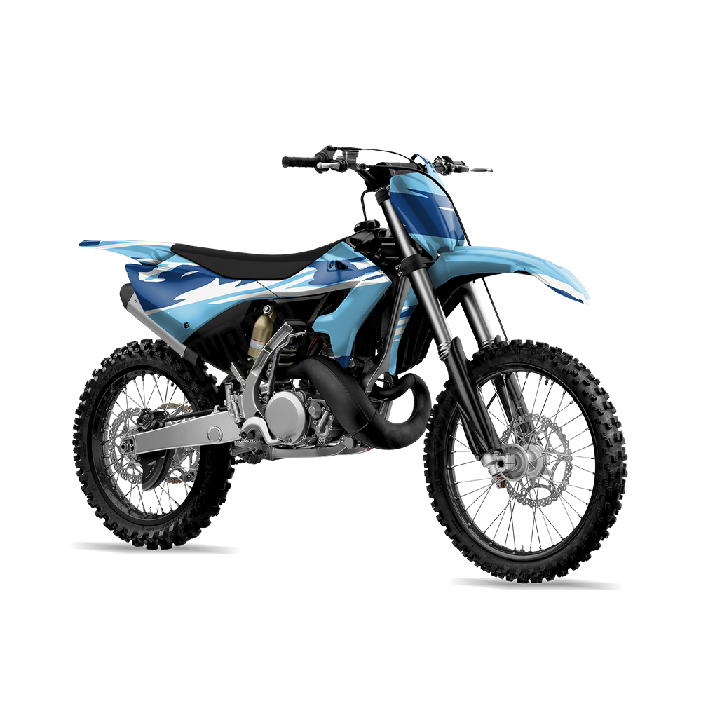 Shredded Baby Blue Dirt Bike Wraps