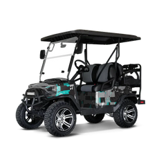 Broken Plaid Tiffany Blue Tiger Golf Cart Wraps