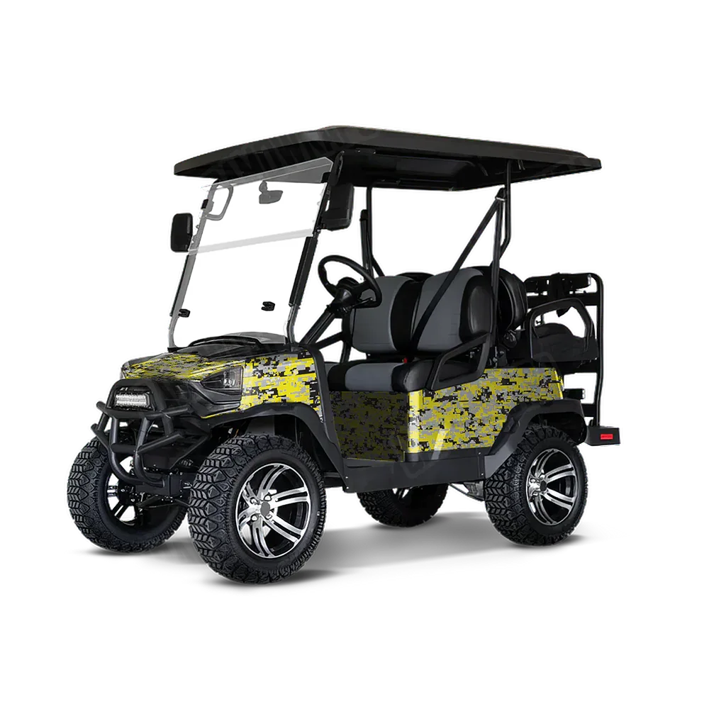 Digital Yellow Tiger Golf Cart Wraps