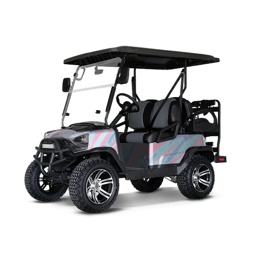 Fun Stripe Cotton Candy Golf Cart Wraps