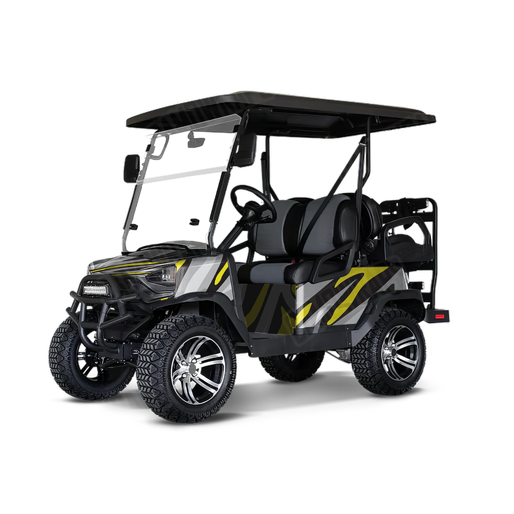 Fun Stripe Yellow Tiger Golf Cart Wraps