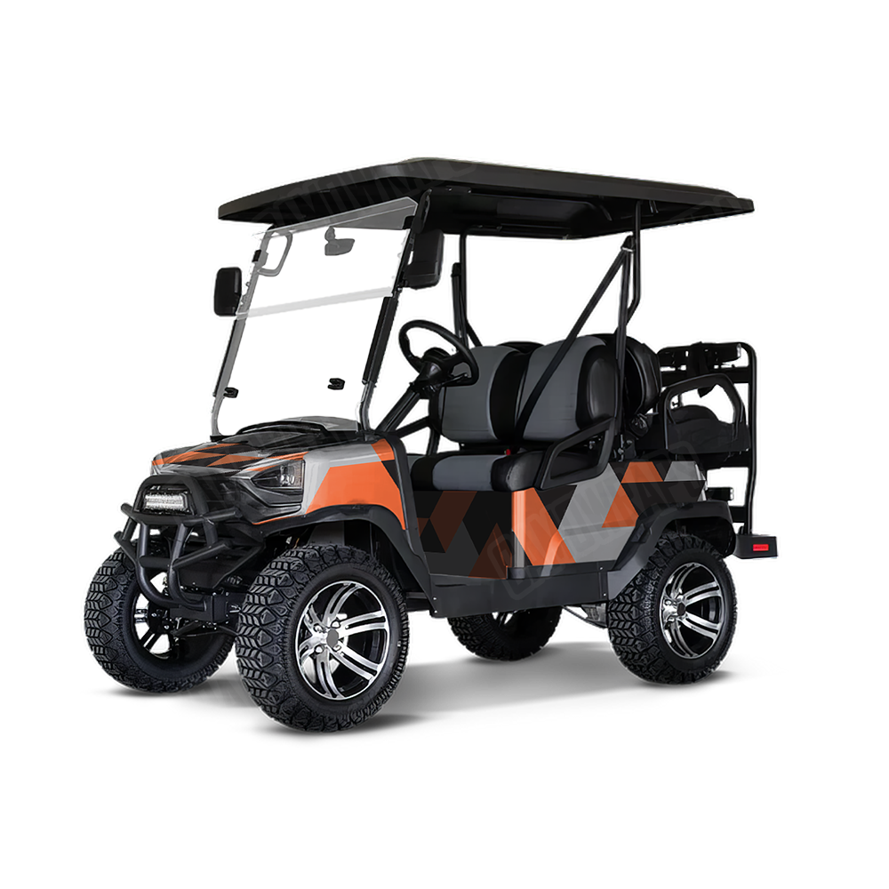 Triangle Orange Tiger Golf Cart Wraps