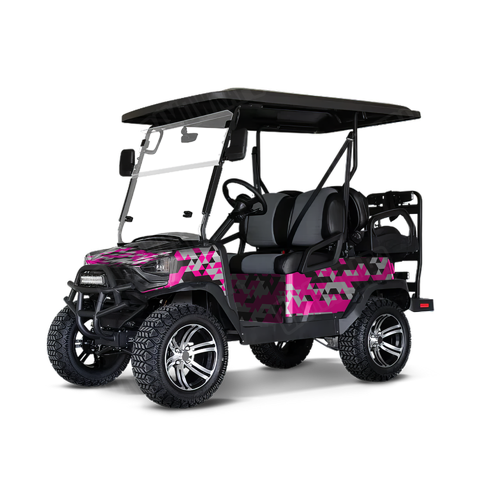 Triangle Magenta Tiger Golf Cart Wraps