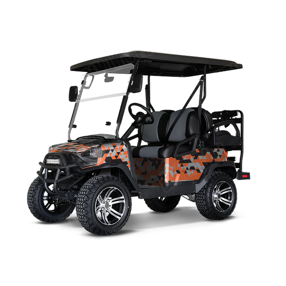 Triangle Orange Tiger Golf Cart Wraps