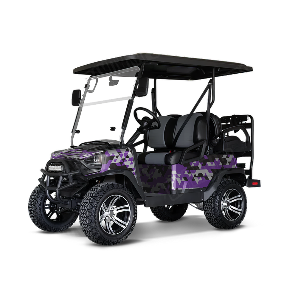Triangle Purple Tiger Golf Cart Wraps