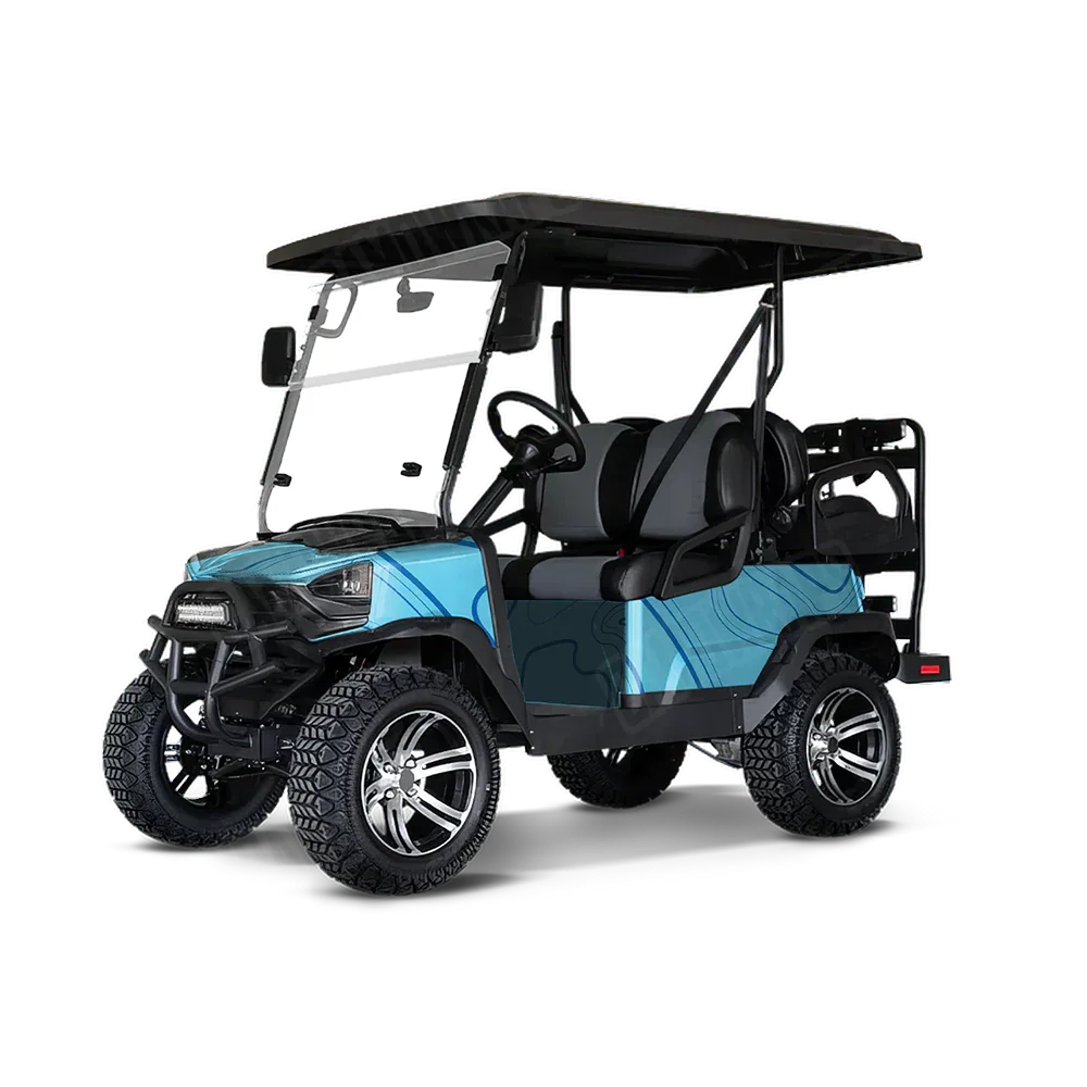 Topographic Blue Golf Cart Wraps