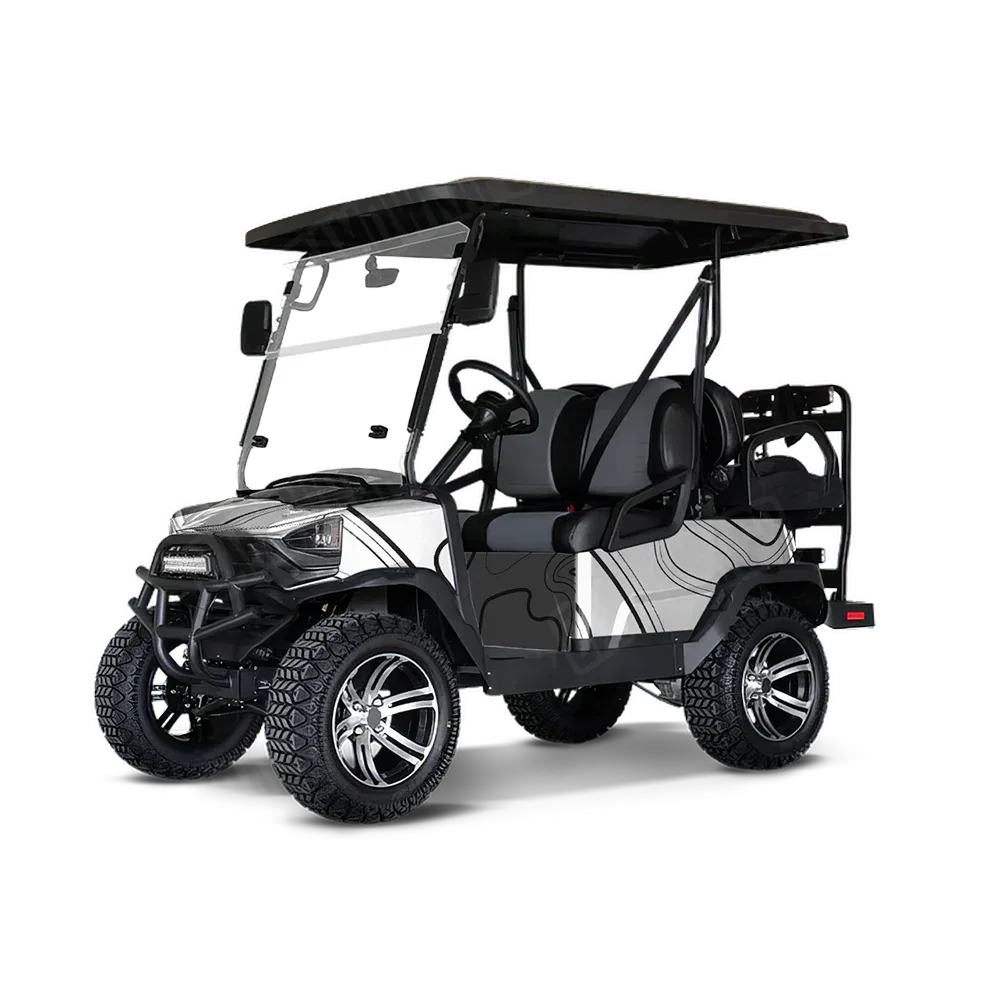 Topographic White Golf Cart Wraps