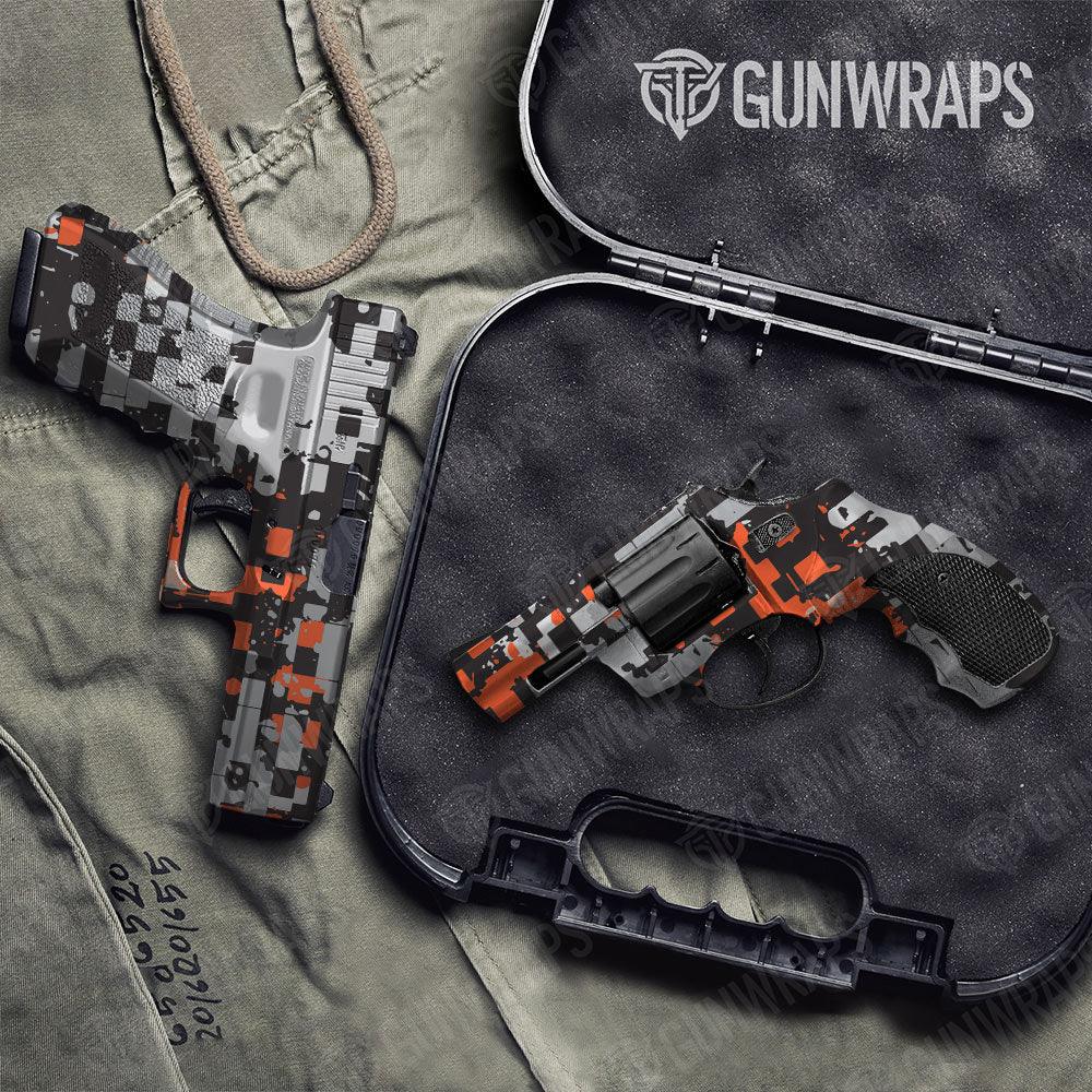 Broken Plaid Orange Tiger Handgun Gun Skin Vinyl Wraps