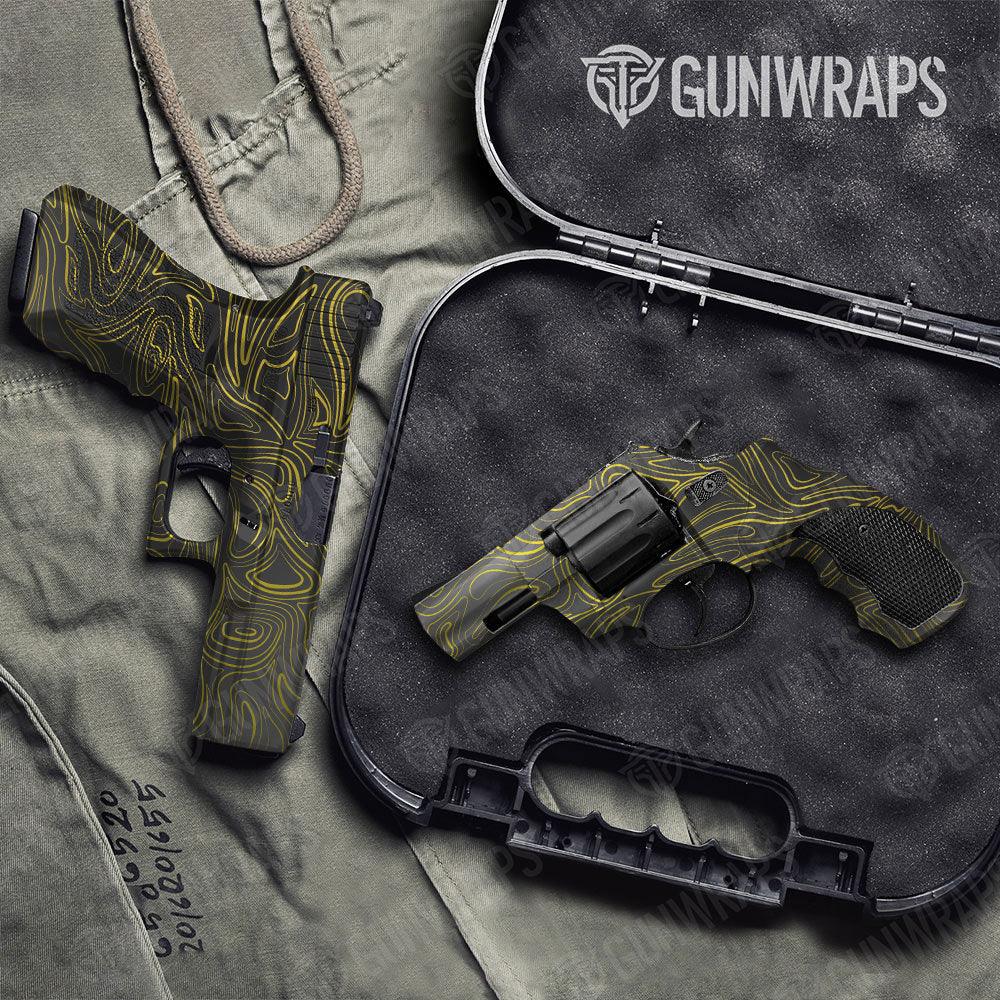Damascus Yellow Handgun Gun Skin Vinyl Wraps