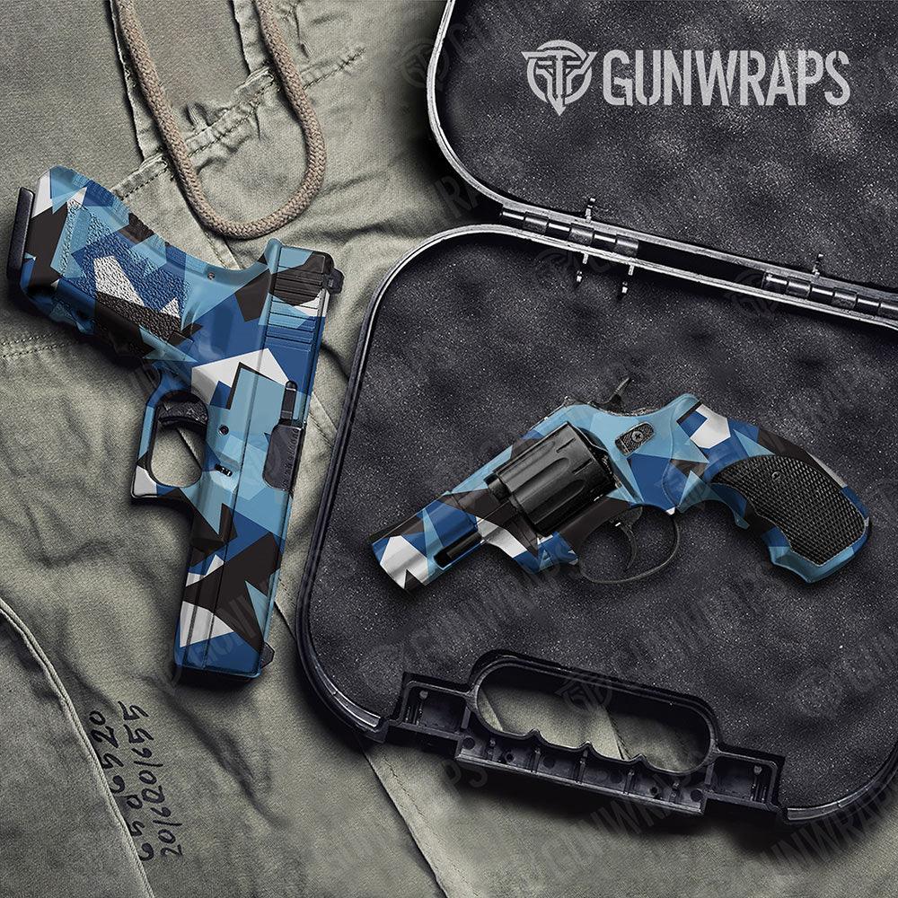 Shattered Baby Blue Handgun Gun Skin Vinyl Wraps