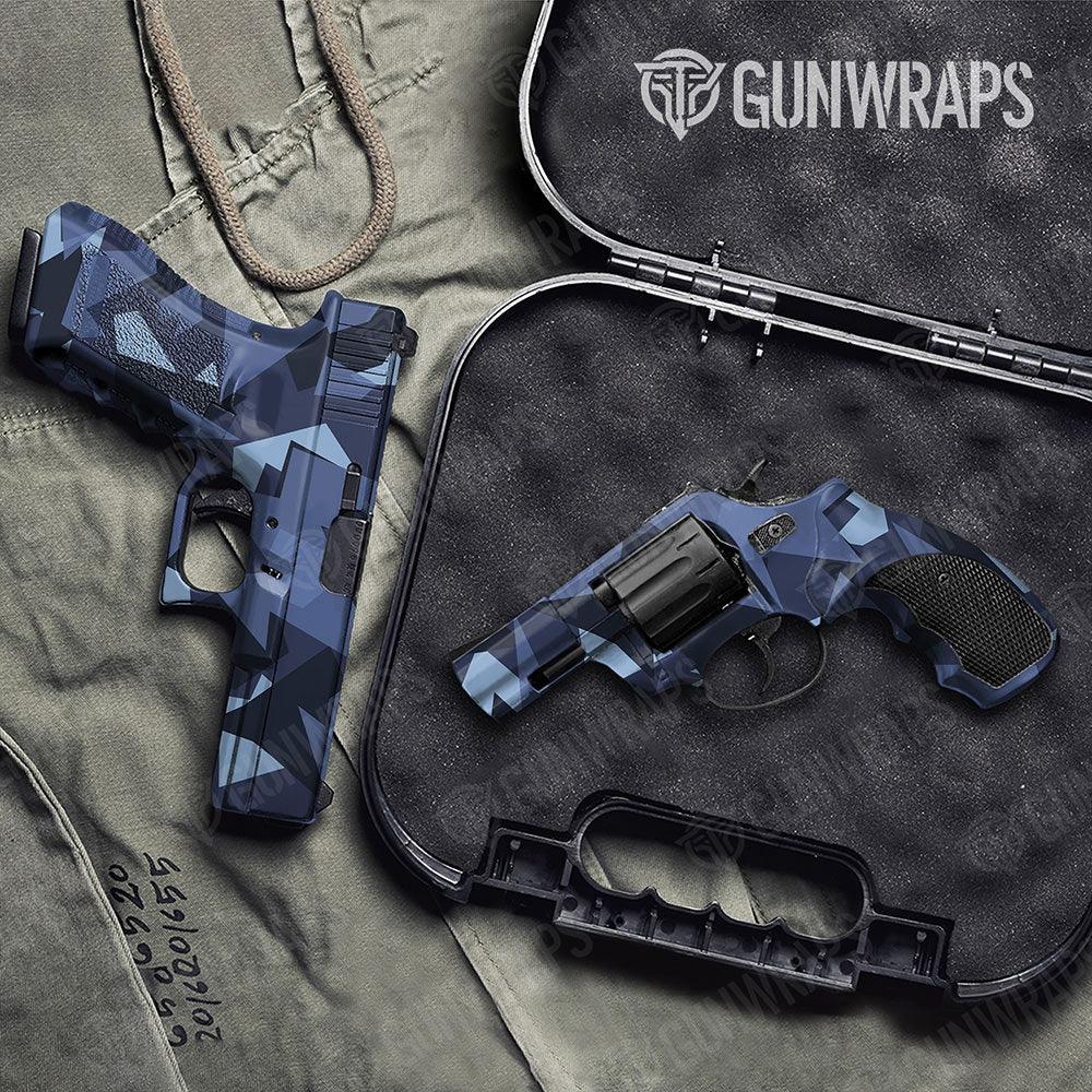 Shattered Blue Urban Night Handgun Gun Skin Vinyl Wraps
