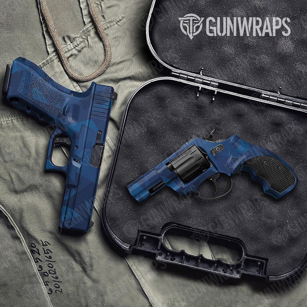 Shattered Elite Blue Handgun Gun Skin Vinyl Wraps