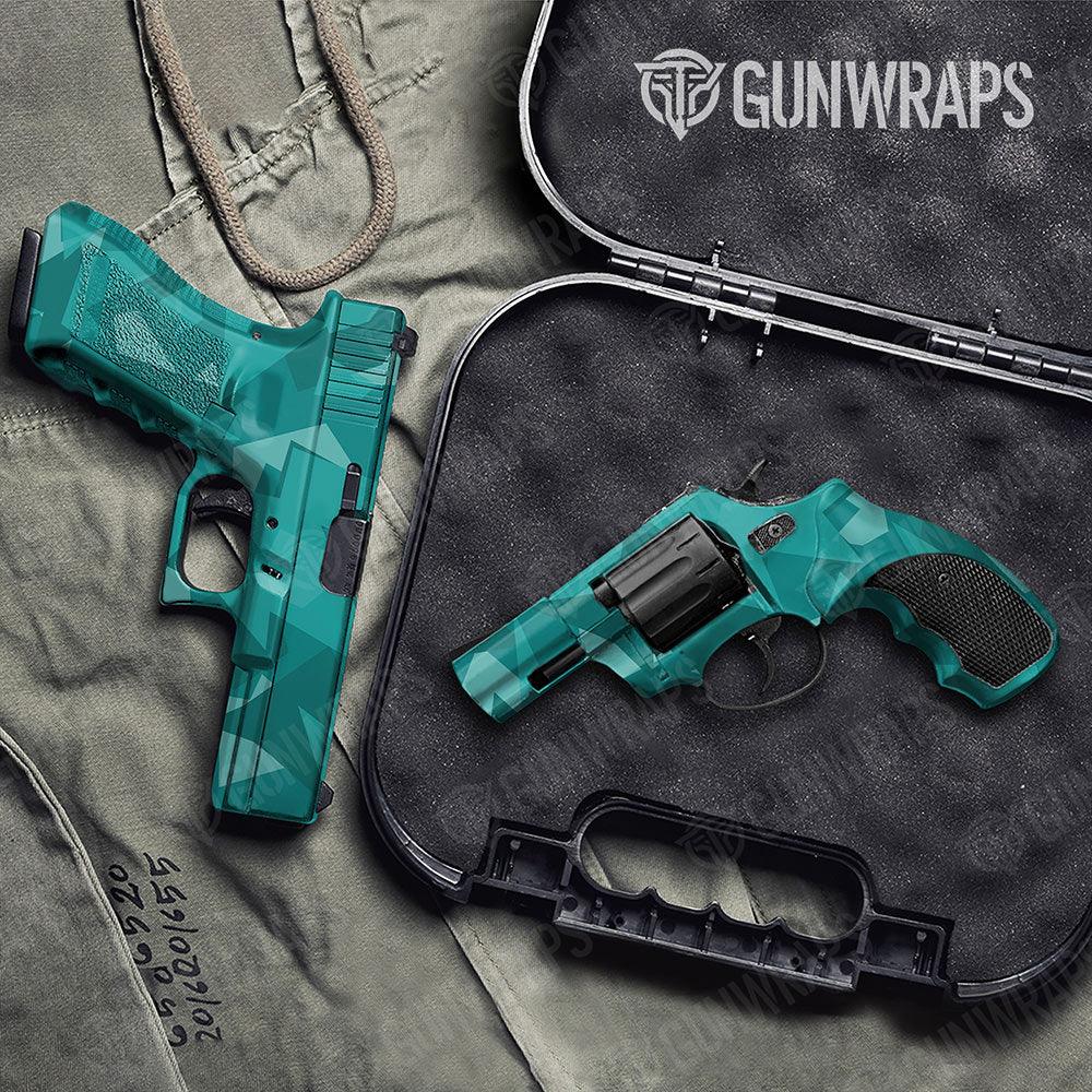 Shattered Elite Tiffany Blue Handgun Gun Skin Vinyl Wraps