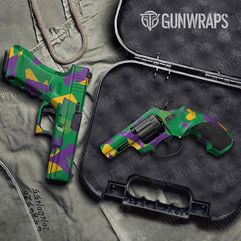 Shattered Mardi Gras Handgun Gun Skin Vinyl Wraps