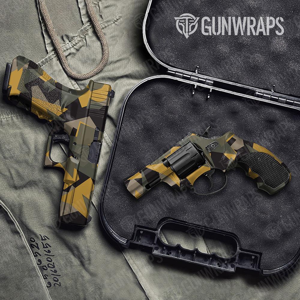 Shattered Militant Yellow Handgun Gun Skin Vinyl Wraps